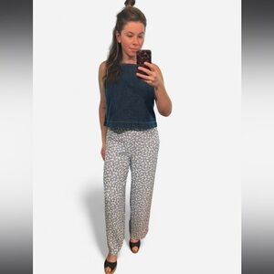 Reformation Wide-Leg Pants sz. 8 Azzurro Blue Ditsy Floral / Crimini Daisy